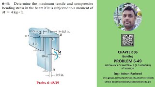 649 Determine maximum tensile and compressive bending stress  Mech of Materials Rc Hibbeler [upl. by Lebiralc121]