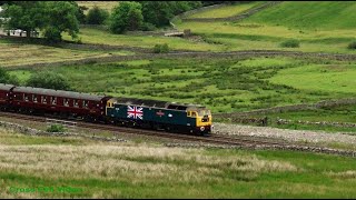 Railtour with Flag Bedecked Class 47 Ascends the grade to Aisgill [upl. by Drannek]