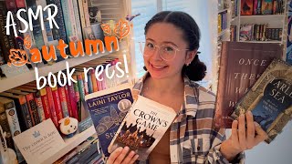 ASMR Cozy Fall Book Recs🍂📚 whispers amp book tappingscratching [upl. by Aenehs]