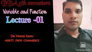 Quantitative TechniqueBBAPaper IIndVariables and Functions [upl. by Clovah]