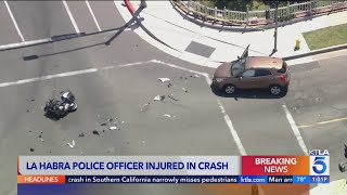 La Habra Police officer injured in motorcycle crash [upl. by Aohsoj]