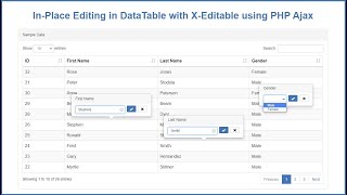 InPlace Editing in DataTable with XEditable using PHP Ajax [upl. by Llerruj246]