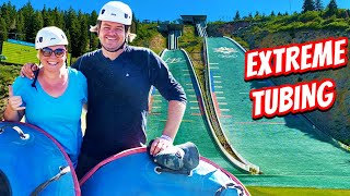 Extreme Tubing Down A Giant Ski Slope [upl. by Arluene]