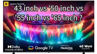 43 inch vs 50 inch vs 55 inch vs 65 inch TV size comparison with area and dimensions [upl. by Dao]