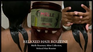 RELAXED HAIR ROUTINE  maintain my relax hair mielle organics rosemary mint amp more  AsiaDior Monēt [upl. by Vidal932]