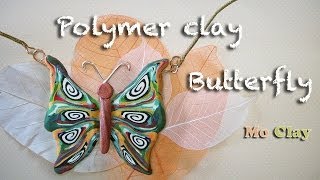 Polymer clay tutorial  DIY how to make a butterfly jewelry [upl. by Wivinah]