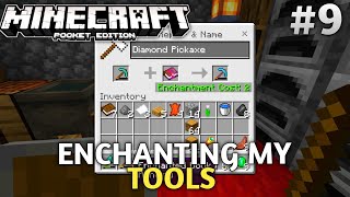 Enchanting my tools Minecraft survival series Pocket Edition ep9 minecraft [upl. by Anos]