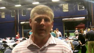 Samford head baseball coach Casey Dunn talking at the dedication of the new JT Haywood Field House [upl. by Ulysses]