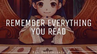 「 Remember Everything You Read 」 subliminal [upl. by Apeed]