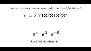 Cómo escribir el número de Euler en Excel Fácil y Rápidamente [upl. by Gazo]