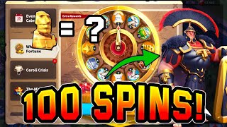 HOW MANY SCULPTURES  Rise Of Kingdoms Scipio Wheel Of Fortune 100 SPINS [upl. by Pages]