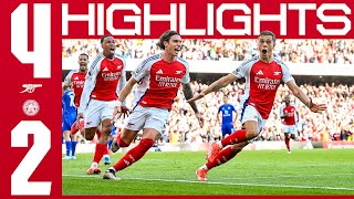 A BIG WIN 🤩  HIGHLIGHTS  Arsenal vs Leicester City 42  Martinelli Trossard x2 Havertz  PL [upl. by Virgel]