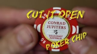 WHATS INSIDE A CASINO POKER CHIP CUT IT OPEN [upl. by Eelame]