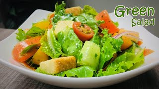 Green Salad Recipe  Vegetable Salad  Fresh Dressing [upl. by Kelcy]