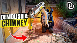 Chimney Demolition Mini Excavator [upl. by Anilatak]