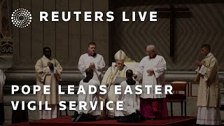 LIVE Pope leads Easter vigil service inside St Peters Basilica [upl. by Tobye326]