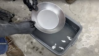 Removing the coating from a Matfer Bourgeat carbon steel pan [upl. by Rawden]