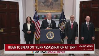 President Biden speaks on assassination attempt against Donald Trump  Full video [upl. by Atsillak]