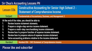 FABM2 Lesson 036  Statement of Comprehensive Income [upl. by Prestige]