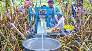 SUGARCANE JUICE  Making Farm Fresh Healthy Juice in Village  Natural Juice  Summer Health Drinks [upl. by Oringa]