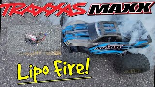 Traxxas Maxx has a Lipo Fire [upl. by Georg]