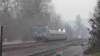 Amtrak Cascades Talgo with Two P42DC PushPull [upl. by Eylatan890]