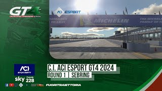 ACI ESport  Campionato Italiano GT4 2024 iRacing  Round 1  Sebring [upl. by Nilreb]