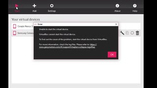 Fix lỗi genymotion  Unable to start the virtual device [upl. by Lemmie440]