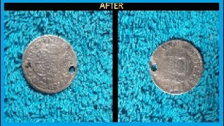 Cleaning silver coins  Before and After  Baking Soda aluminium foil and water [upl. by Anar]