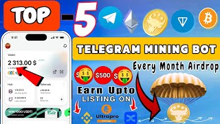 Top 5 Crypto Mining BOT  Best Tap 2 Earn Money Top 5 Telegram Mining Bot  Best crypto mining bot [upl. by Nylatsirk860]