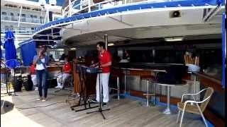 Celestyal olympia cruise ship  cuban salsa music on the deck [upl. by Yerok819]