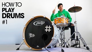 HOW TO PLAY DRUMS  Beginner Drum Lesson 1 [upl. by Gazzo487]