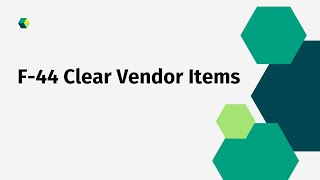 F44 Clear Vendor Line Items in SAP [upl. by Trotter]