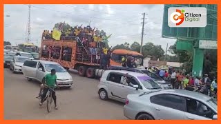 Kakamega Homeboyz team convoy along Kisumu Kakamega Road in celebration of winning the FKF Cup [upl. by Essirahc226]