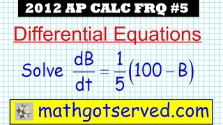 AP Calculus FRQ 2012 5 Differential Equation [upl. by Kiryt743]