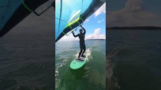 Jibe practice on new board Fanatic Sky Wing Team Ed denmark gong fanatic wingfoiling [upl. by Banyaz]