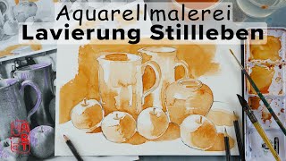 AliceART  Aquarell Kurs 9 für Fortgeschrittene  Lavierung Stillleben  malen lernen  watercolor [upl. by Erminna]