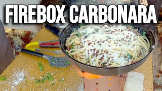 Camping Carbonara on the Original amp Still Best Folding Wood Burning Cook Stove G2 5quot Firebox [upl. by Esiocnarf829]