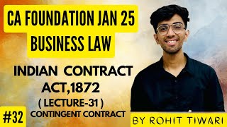 32 Indian Contract Act1872  Contingent Contract  Lecture31  Business Law  CACSCMA Fond [upl. by Pellet]