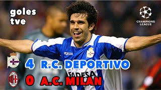 Deportivo 40 Milan  Goles  Sonido TVE  Remontada histórica  Champions League 2004 [upl. by Nedla]