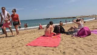 Sunny Barcelona 🏖️ Beach Walk Season 2024  4K [upl. by Joelle595]