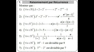 Solution Exercice 7  Logique et Raisonnement  Raisonnement par Récurrence [upl. by Auqinahs941]