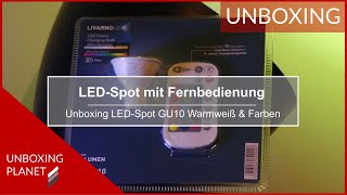 LEDSpot GU10 mit Warmweiss und Farben und Fernbedienung  Unboxing Planet [upl. by Anaer]