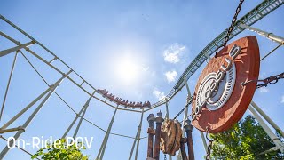 Colossus at Thorpe Park  POV  Front Row  4K  2023 [upl. by Lydnek]