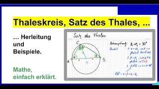 Thaleskreis Satz des Thales Herleitung und Beispiele [upl. by Salokcin]