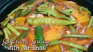 GINISANG GULAY WITH SARDINAS  Murang Ulam Recipe  Lutong Pinoy [upl. by Assillem]