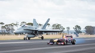 Daniel Ricciardo Drag Races F1 Car vs FA18 Hornet ✈️ [upl. by Helenka743]