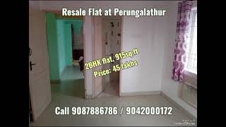 Resale 2 bhk flat at Perungalathur Chennai North facing first floor Saleable Area 915 Sqft [upl. by Israeli]