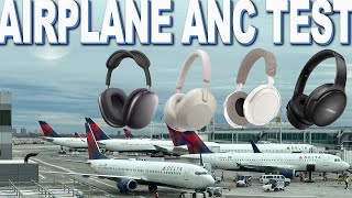 Real World Airplane ANC Test  Sony XM5 VS AirPods Max Vs Bose QC45 Vs Sennheiser Momentum 4 [upl. by Aicilyt309]