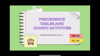 Precedence tables and activity networks with dummy activities [upl. by Laurie]